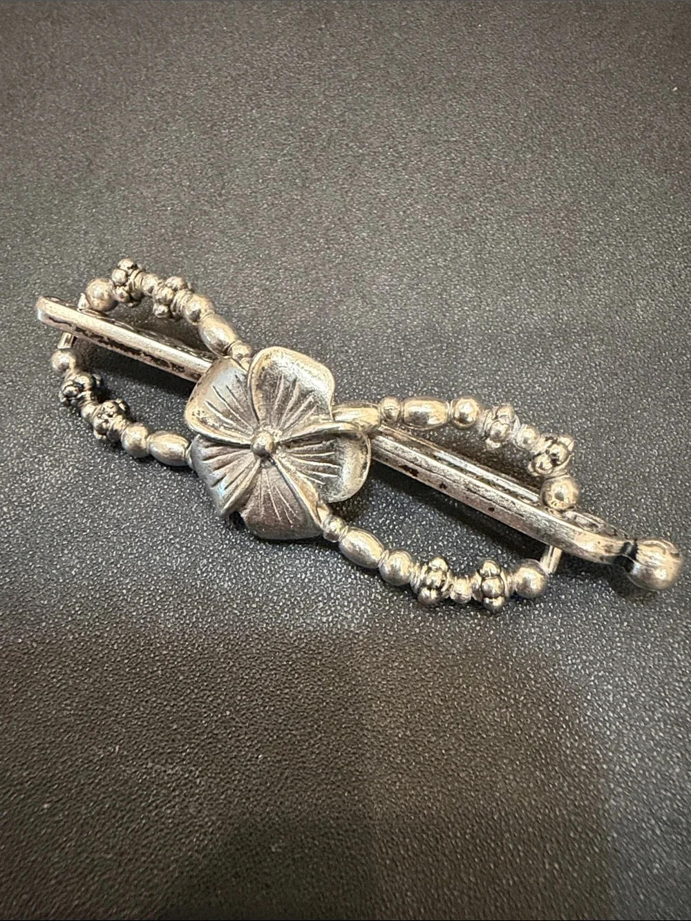Women’s Decorative Silver-Tone Hair Clips with Beads - Set of 5